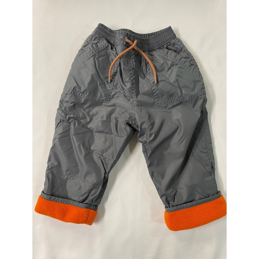 Old Navy Baby Fleece Lined Windbreaker Pants Size L 12-18 Months Gray Orange